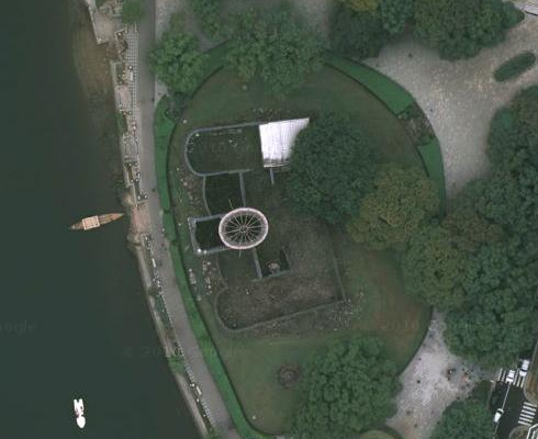 Genbaku, o cúpula de la bomba atómica en Hiroshima en los mapas de Turismogoogle