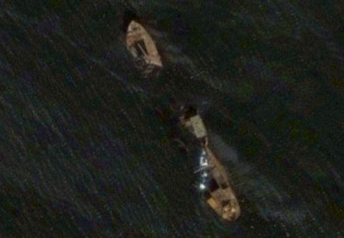 Restos de la ocupación japonesa de las Aleutianas, carguero Borneo Maru, en los mapas de Turismo Google